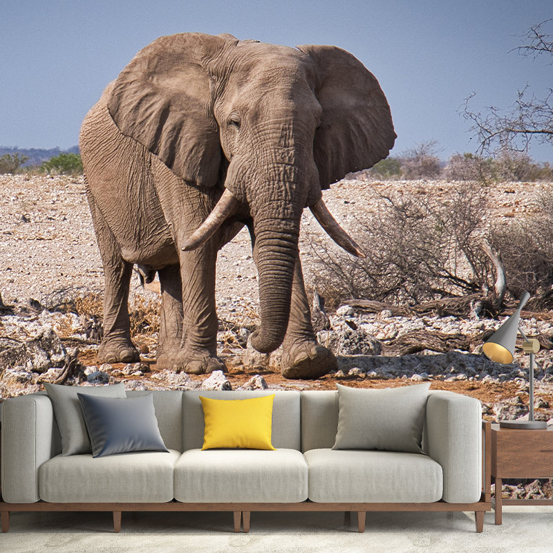 Tropics Elephant Mural Wall Decor Mildew Resistant Wall Art for Living Room