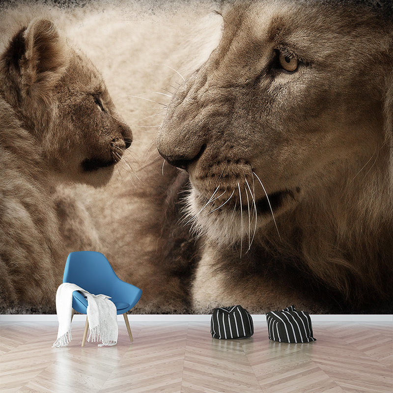 Contemporary Tropical Lion Mural Wall Decor Mildew Resistant Wall Art for Home Decor