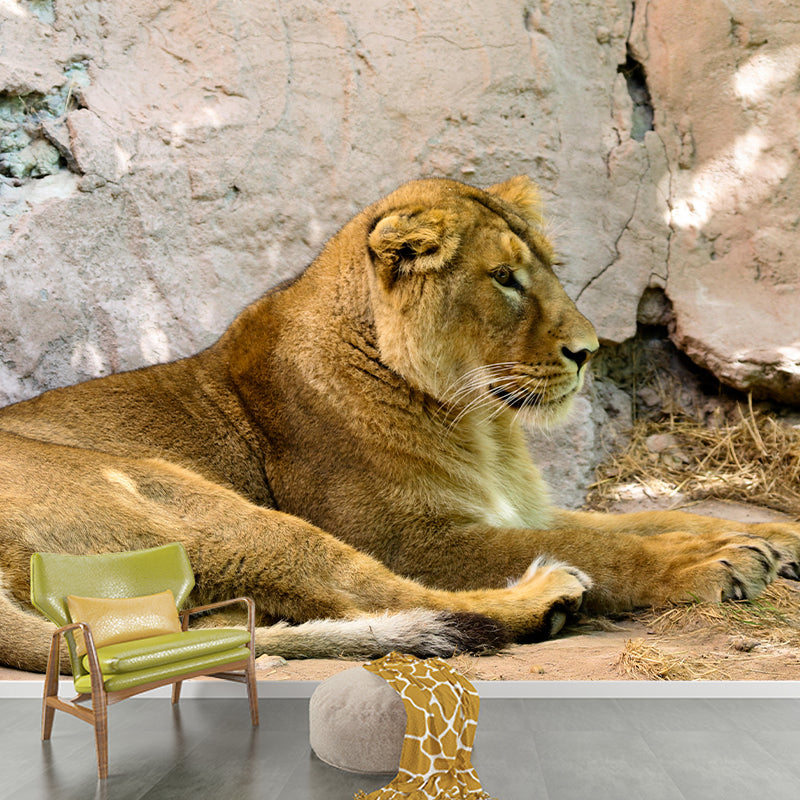 Contemporary Tropical Lion Mural Wall Decor Mildew Resistant Wall Art for Home Decor