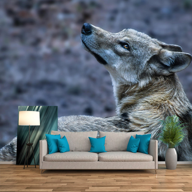 Ferocious Wolf Mural Wall Decor Mildew Resistant Living Room Wall Mural Wall Art