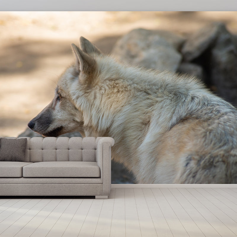 Ferocious Wolf Mural Wall Decor Mildew Resistant Living Room Wall Mural Wall Art