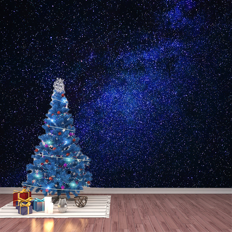 Dark Color Beautiful Scenery of The Starry Night Large Wall Mural Stain Resistant Wallpaper