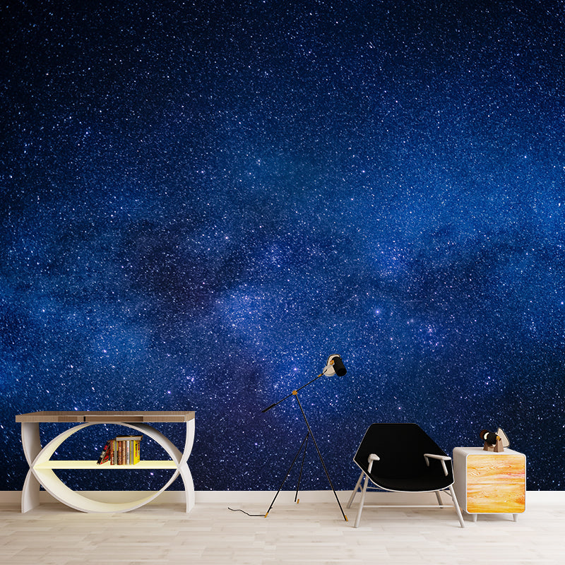 Dark Color Beautiful Scenery of The Starry Night Large Wall Mural Stain Resistant Wallpaper