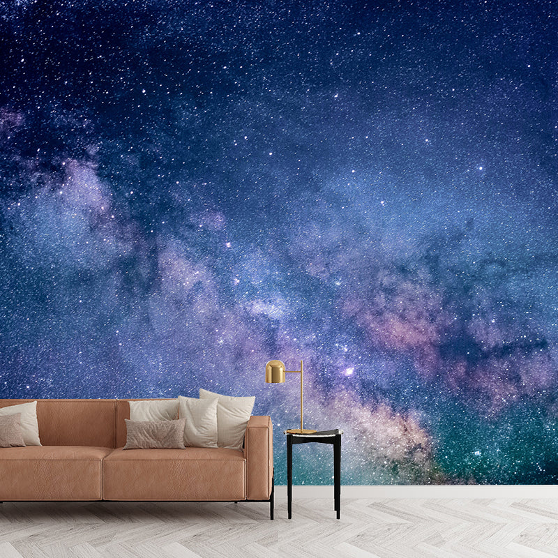 Dark Color Beautiful Scenery of The Starry Night Large Wall Mural Stain Resistant Wallpaper