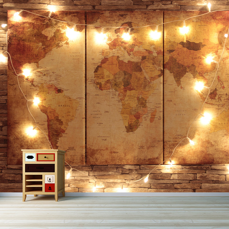 Whole Photography Contemporary Mural Home Decor for Living Room with World Map