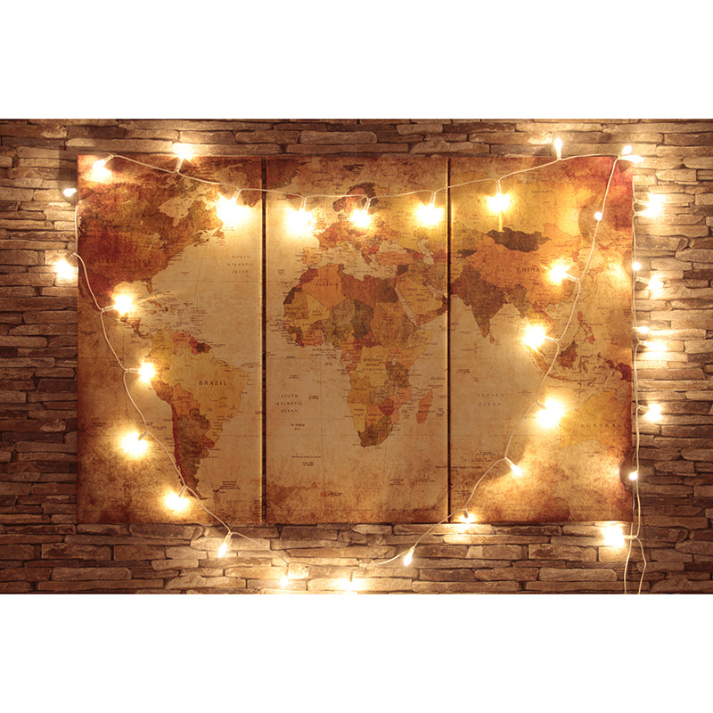 Whole Photography Contemporary Mural Home Decor for Living Room with World Map