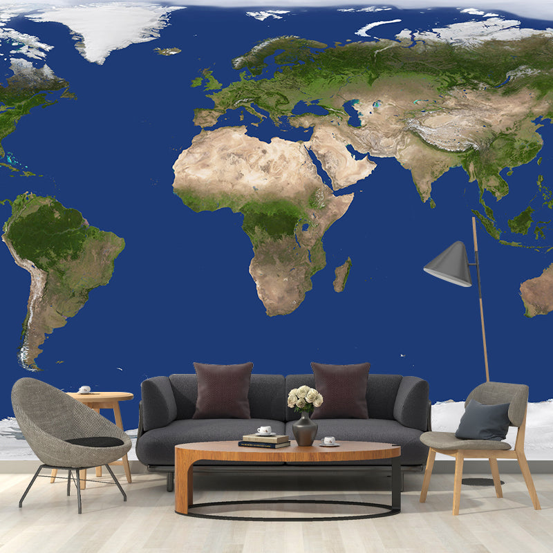 Whole Photography Contemporary Mural Home Decor for Living Room with World Map