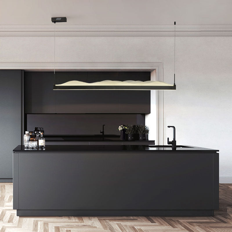 Luci a sospensione contemporanea per l'illuminazione dell'isola lineare dell'isola della cucina in legno