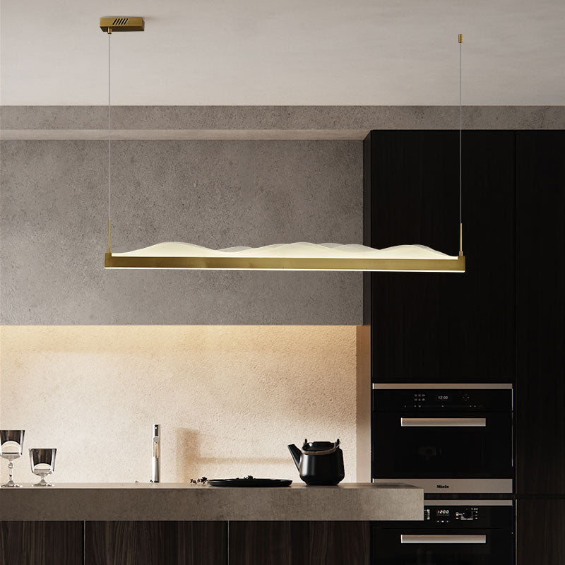 Luci a sospensione contemporanea per l'illuminazione dell'isola lineare dell'isola della cucina in legno