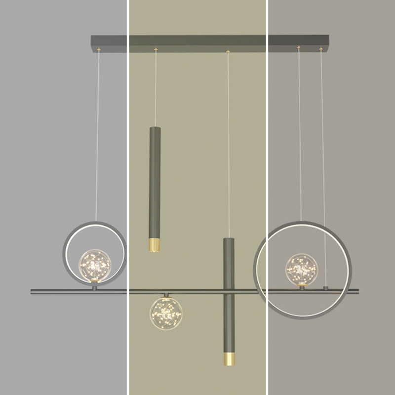 Silica Gel LED Island Light in Modern Creative Style Aluminium Linear Pendant Light for Dining Room