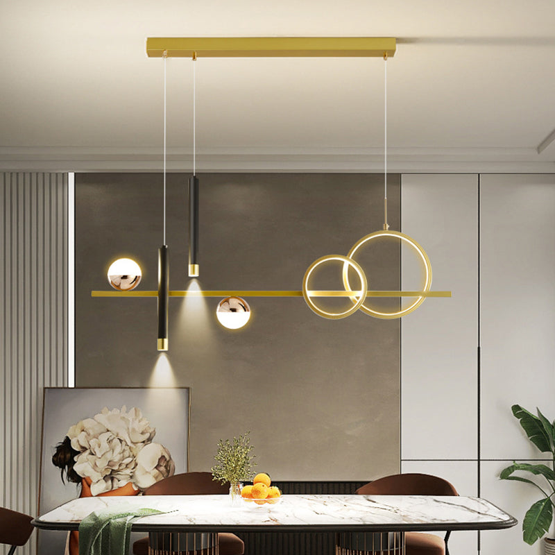 Modern Concise LED Island Light Aluminium Indoor Pendant Light with Acrylic Shade