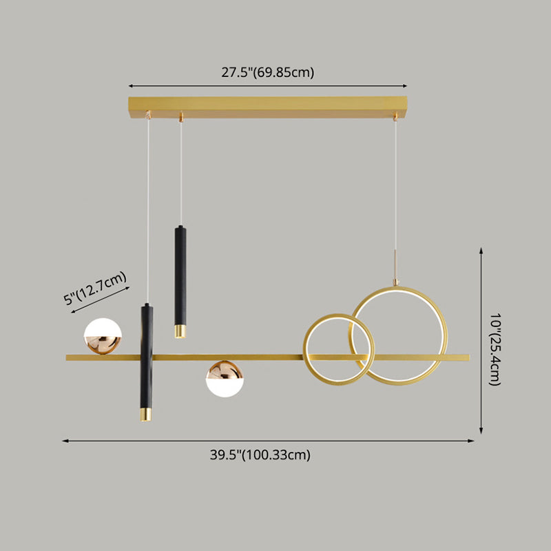 Modern Concise LED Island Light Aluminium Indoor Pendant Light with Acrylic Shade