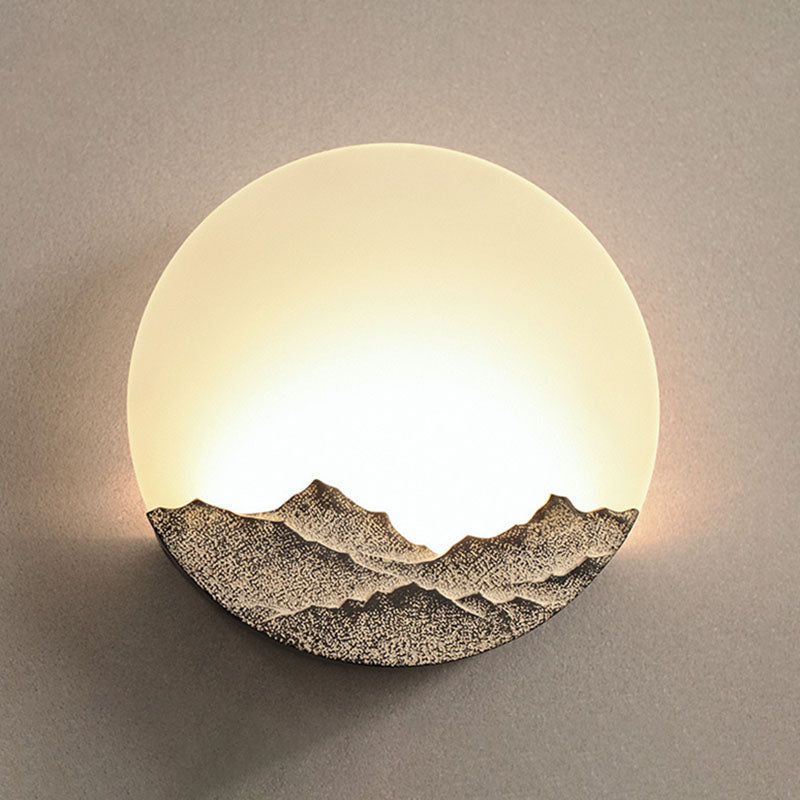 Round Disc Shade Wall Lighting Simple Style Metal 1 Light Sconce Light in Brass