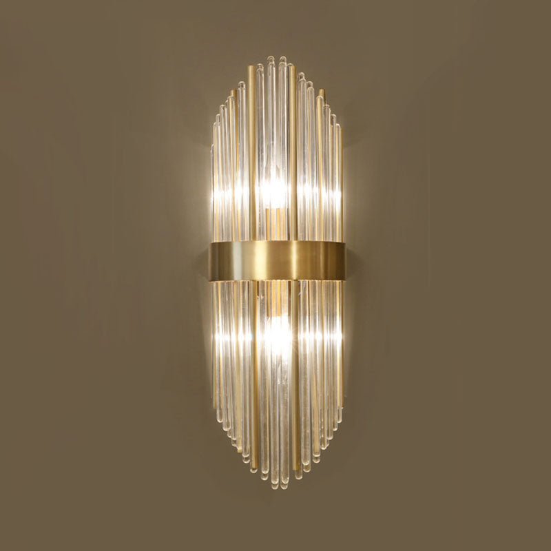 Curved Wave Wall Mounted Lamp Modern Style Fluted Crystal 2-Lights Sconce Lights in Black and Brass