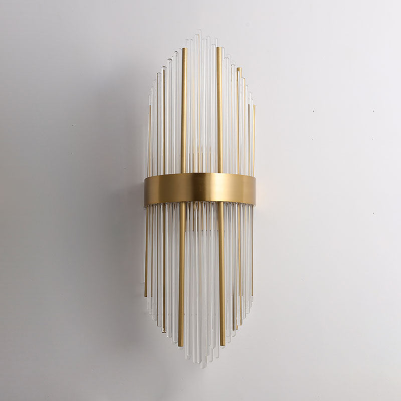 Curved Wave Wall Mounted Lamp Modern Style Fluted Crystal 2-Lights Sconce Lights in Black and Brass