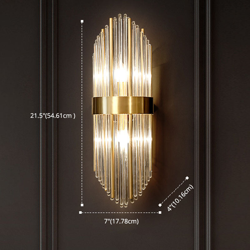 Curved Wave Wall Mounted Lamp Modern Style Fluted Crystal 2-Lights Sconce Lights in Black and Brass