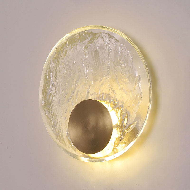 Circular Wall Mount Light Modern Style Clear Crystal 1-Light Sconce Light Fixtures in Gold