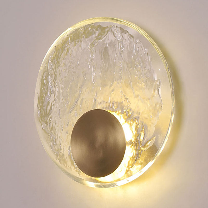 Circular Wall Mount Light Modern Style Clear Crystal 1-Light Sconce Light Fixtures in Gold