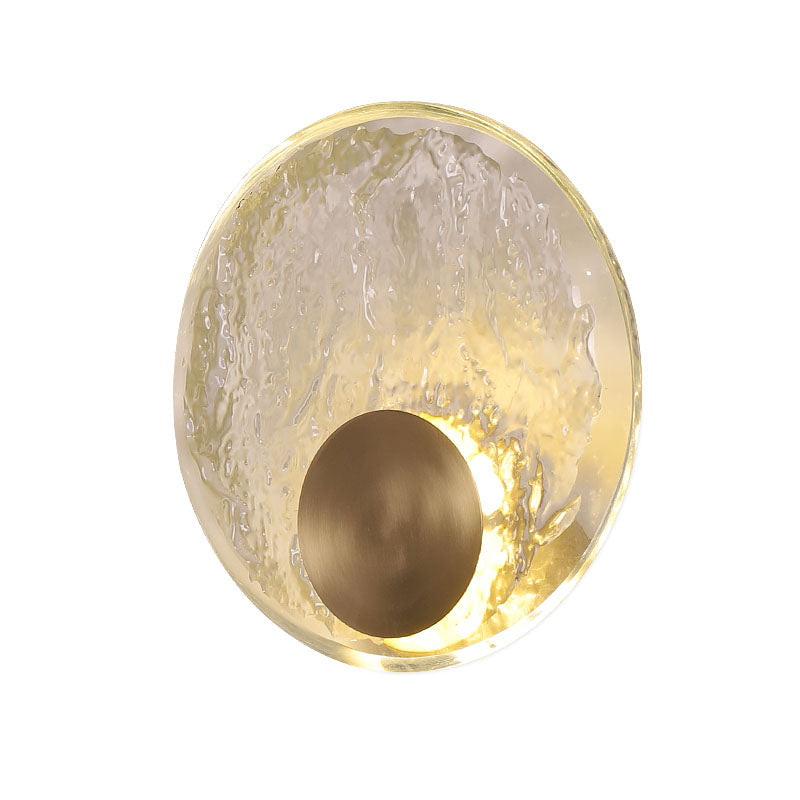Circular Wall Mount Light Modern Style Clear Crystal 1-Light Sconce Light Fixtures in Gold