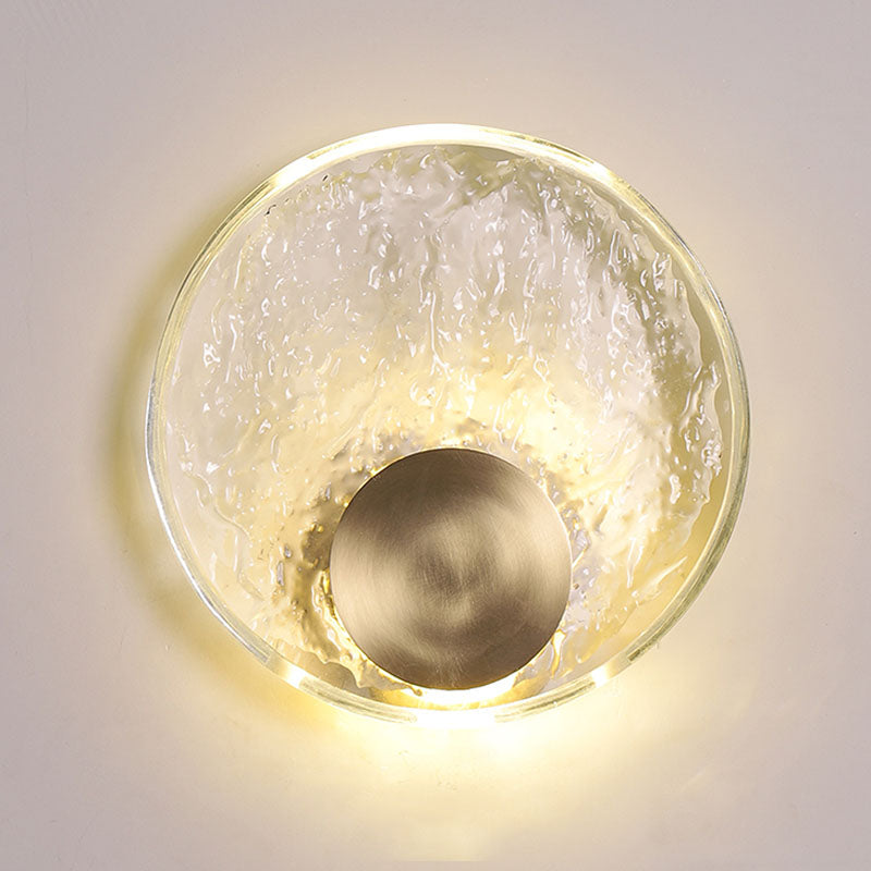 Circular Wall Mount Light Modern Style Clear Crystal 1-Light Sconce Light Fixtures in Gold