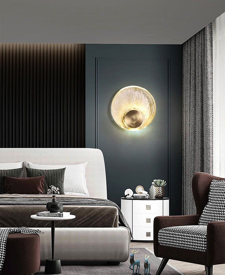 Circular Wall Mount Light Modern Style Clear Crystal 1-Light Sconce Light Fixtures in Gold