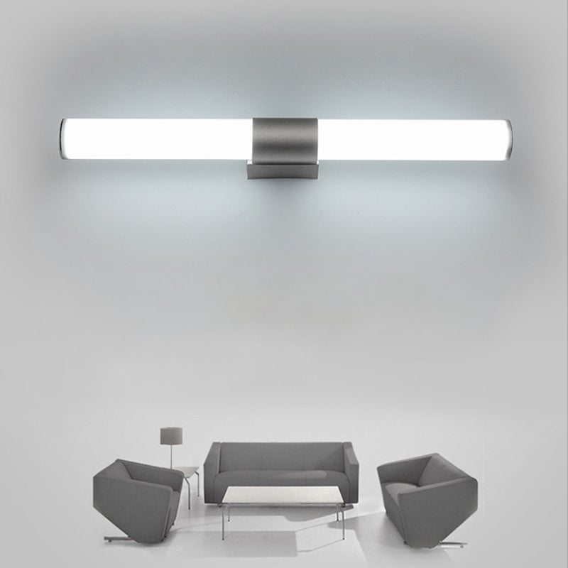 Silver Acrylic Contemporary Wall Sconce 1-Light Linear Wall Mounted Lighting for Bathroom