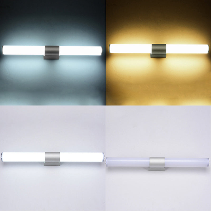 Silver Acrylic Contemporary Wall Sconce 1-Light Linear Wall Mounted Lighting for Bathroom