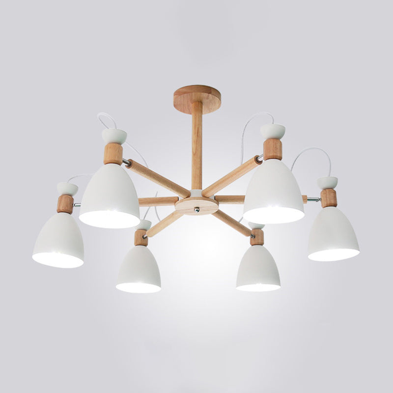 Modern Creative Macaron Pendant Light Wooden Sputnik Hanging Lamp with Wrought Iron Shade