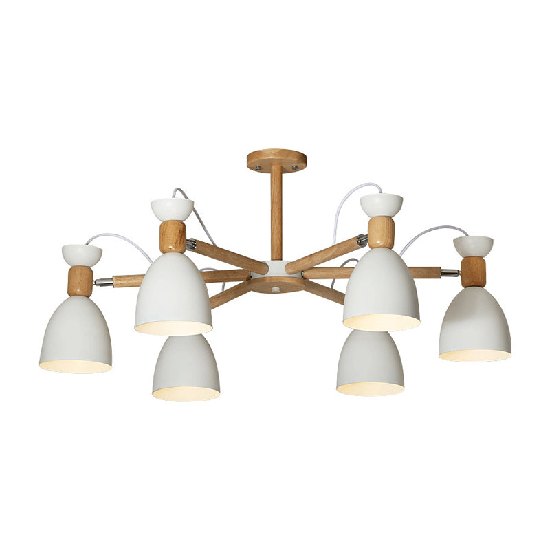 Modern Creative Macaron Pendant Light Wooden Sputnik Hanging Lamp with Wrought Iron Shade