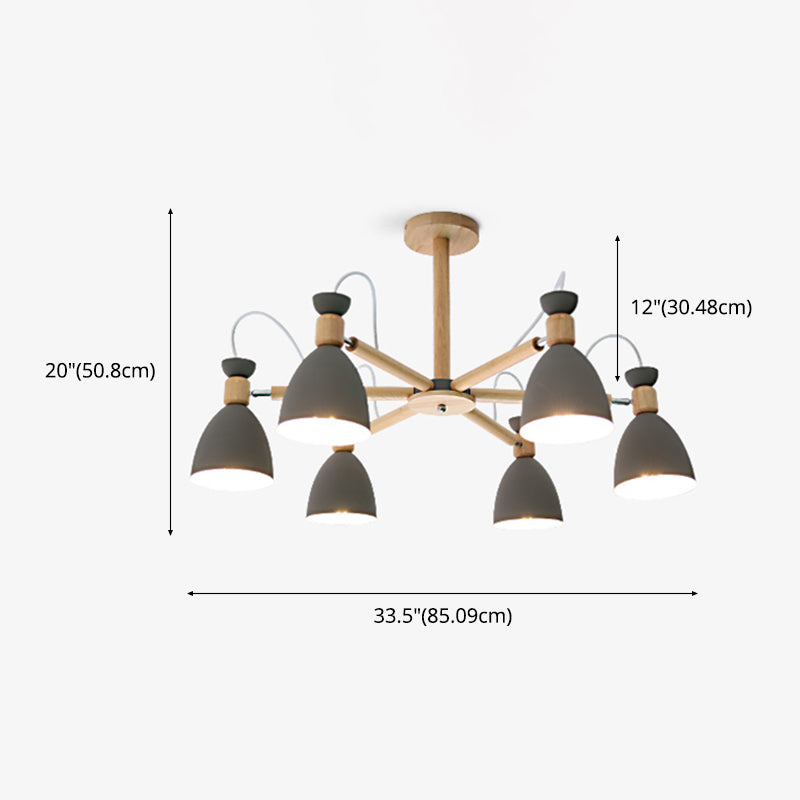 Modern Creative Macaron Pendant Light Wooden Sputnik Hanging Lamp with Wrought Iron Shade