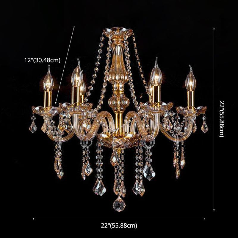 Traditional Luxury Candle Pendant Light Glass Indoor Chandelier with Crystal Decoration