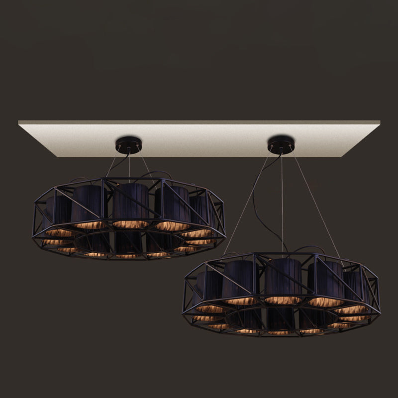 Luces colgantes industriales de techo de metal negro antiguo para la barra de comedor