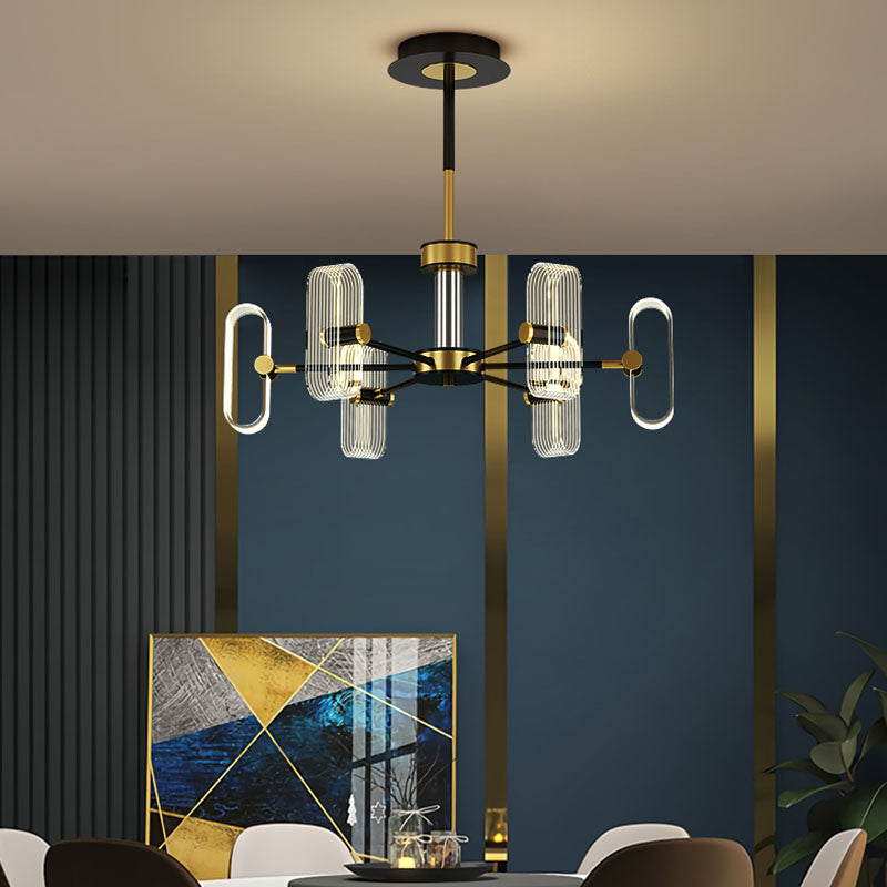 Black Metal Ceiling Hung Fixtures Minimalism LED Sputnik Pendant Lighting