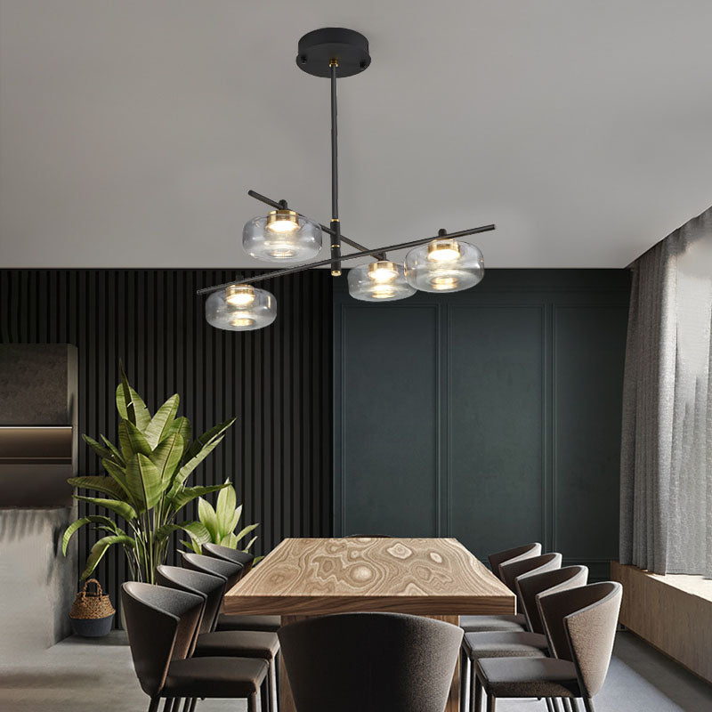 Modern Black Sputnik Chandelier Light Fixtures Aluminum Hanging Lamp for Living Room