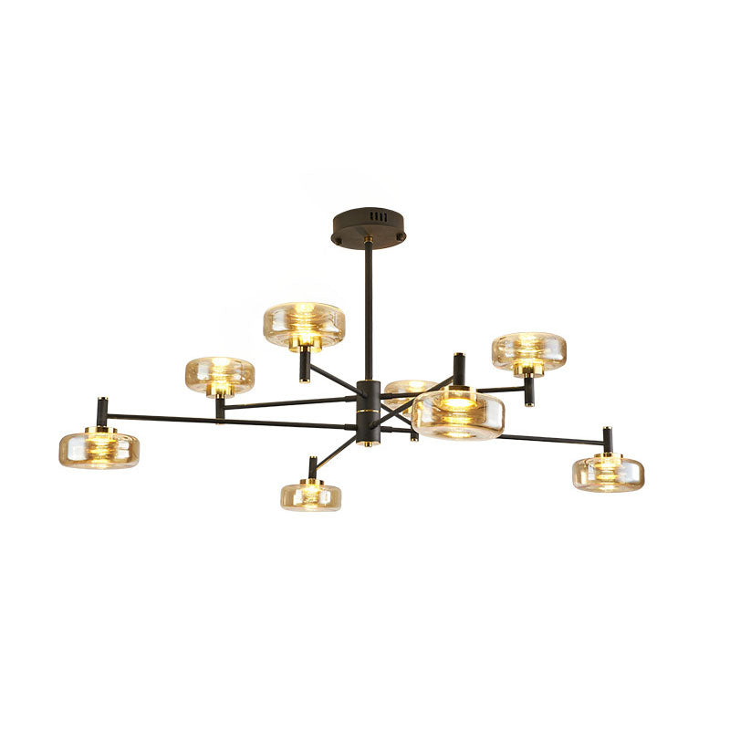 Modern Black Sputnik Chandelier Light Fixtures Aluminum Hanging Lamp for Living Room