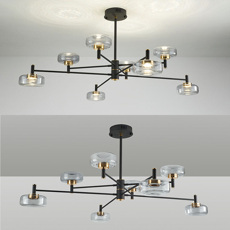 Modern Black Sputnik Chandelier Light Fixtures Aluminum Hanging Lamp for Living Room