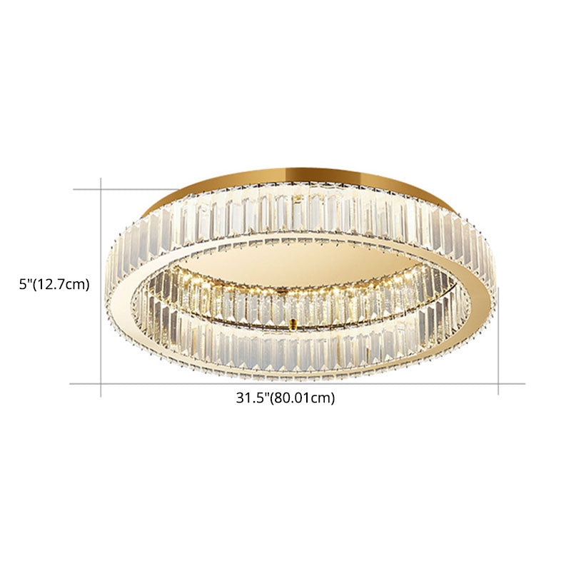 Stainless-Steel LED Ceiling Light in Modern Luxury Style Crystal Circular Flush Mount for Bedroom