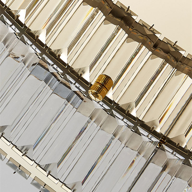 Stainless-Steel LED Ceiling Light in Modern Luxury Style Crystal Circular Flush Mount for Bedroom