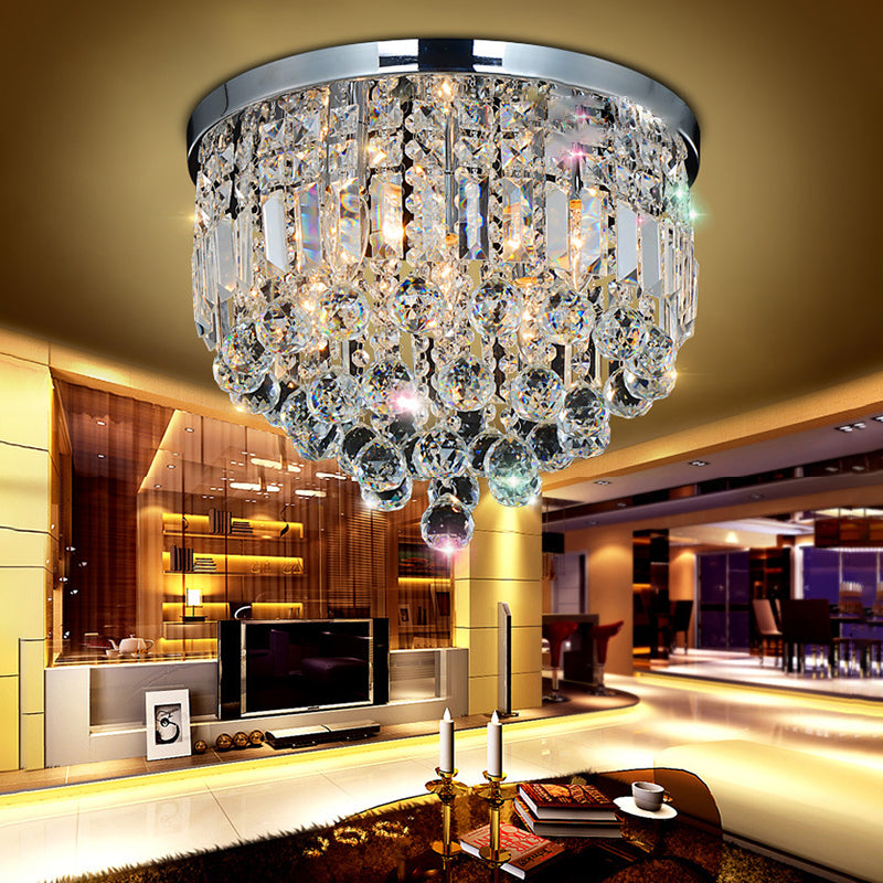 Raindrop Ceiling Mounted Fixture Modern Crystal Bedroom Ceiling Mounted Light in Chrome