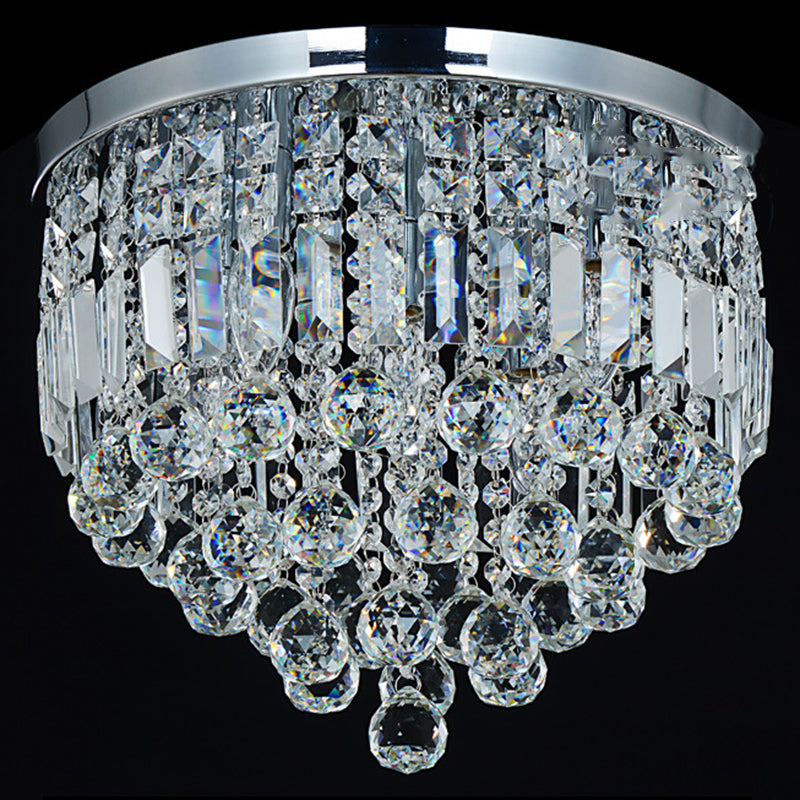 Raindrop Ceiling Mounted Fixture Modern Crystal Bedroom Ceiling Mounted Light in Chrome