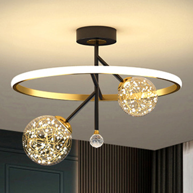 Cirkel plafondgemonteerd armatuur Nordic metalen LED slaapkamer plafondlamp in zwart