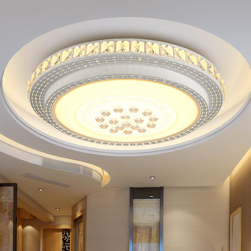 Lámpara de techo empotrada geométrica para sala de estar, lámpara empotrada simple LED de cristal en blanco