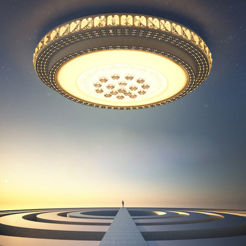Lámpara de techo empotrada geométrica para sala de estar, lámpara empotrada simple LED de cristal en blanco