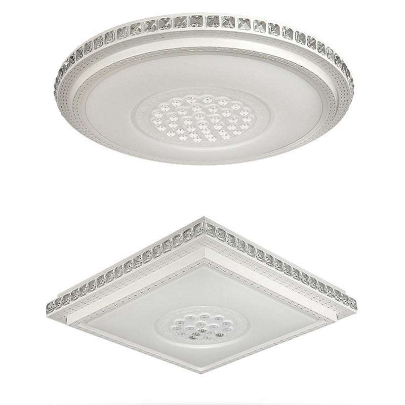 Lámpara de techo empotrada geométrica para sala de estar, lámpara empotrada simple LED de cristal en blanco