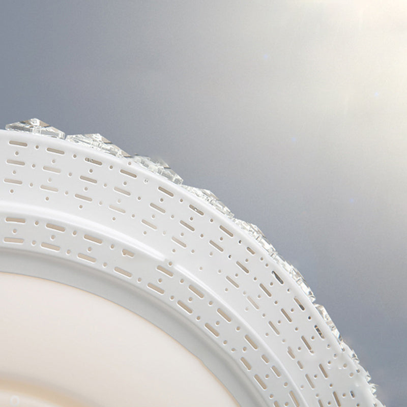 Lámpara de techo empotrada geométrica para sala de estar, lámpara empotrada simple LED de cristal en blanco