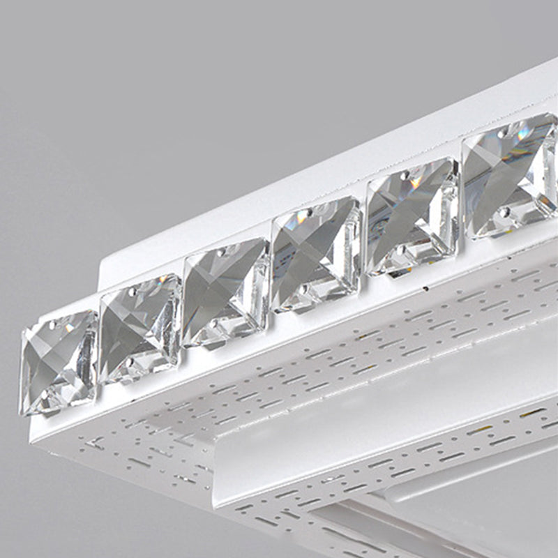 Lámpara de techo empotrada geométrica para sala de estar, lámpara empotrada simple LED de cristal en blanco