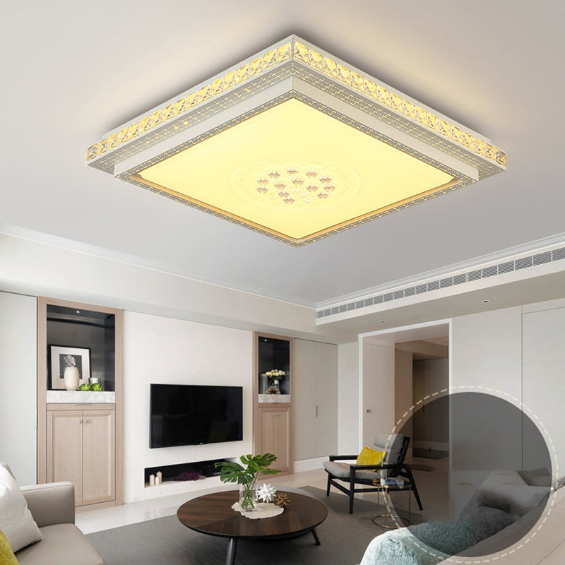 Lámpara de techo empotrada geométrica para sala de estar, lámpara empotrada simple LED de cristal en blanco