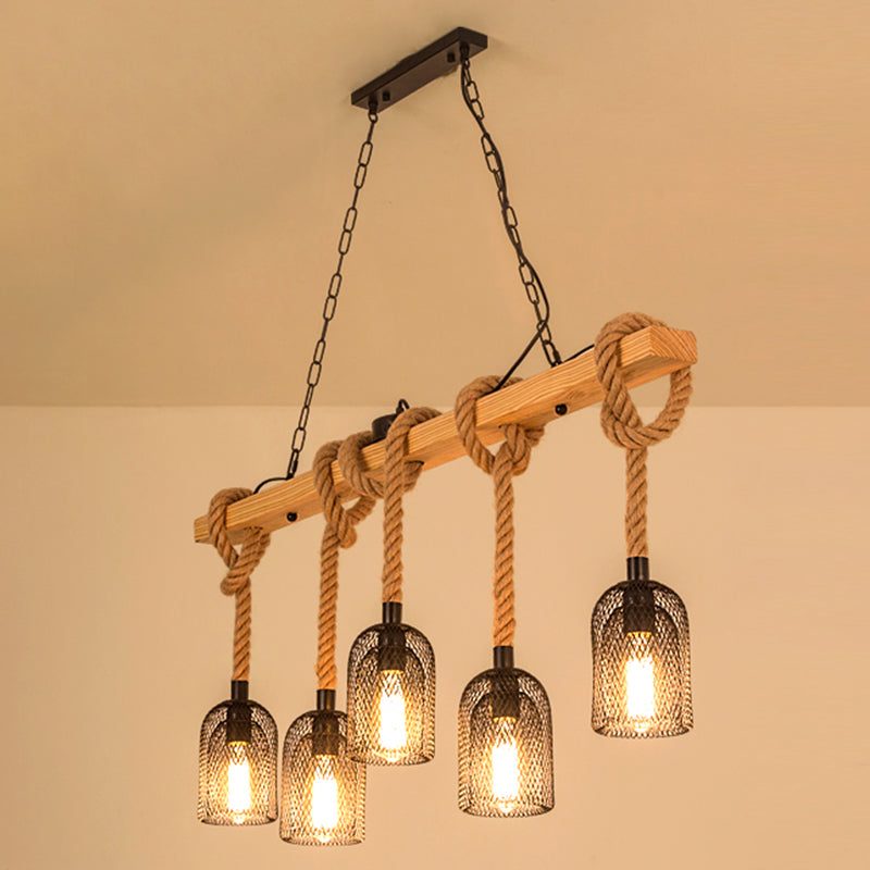 Luces de araña de la isla de cilindro accesorios de iluminación de araña de cuerda industrial para mesa de comedor
