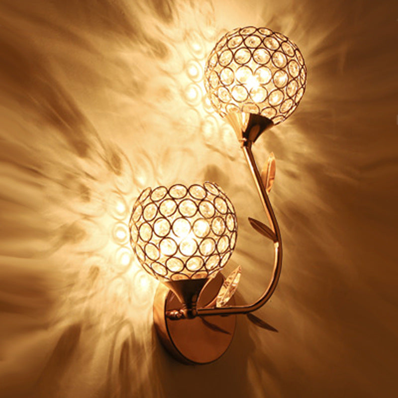 Modern Style Wall Lamp Spherical Sconce Lighting with Crystal Shade for Bedroom