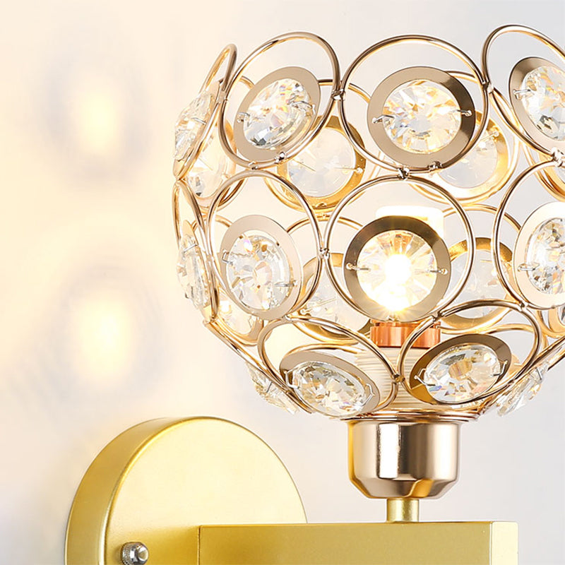 Hollowed-out Crystal Wall Sconce Minimalist 1-Light Wall Lighting for Foyer